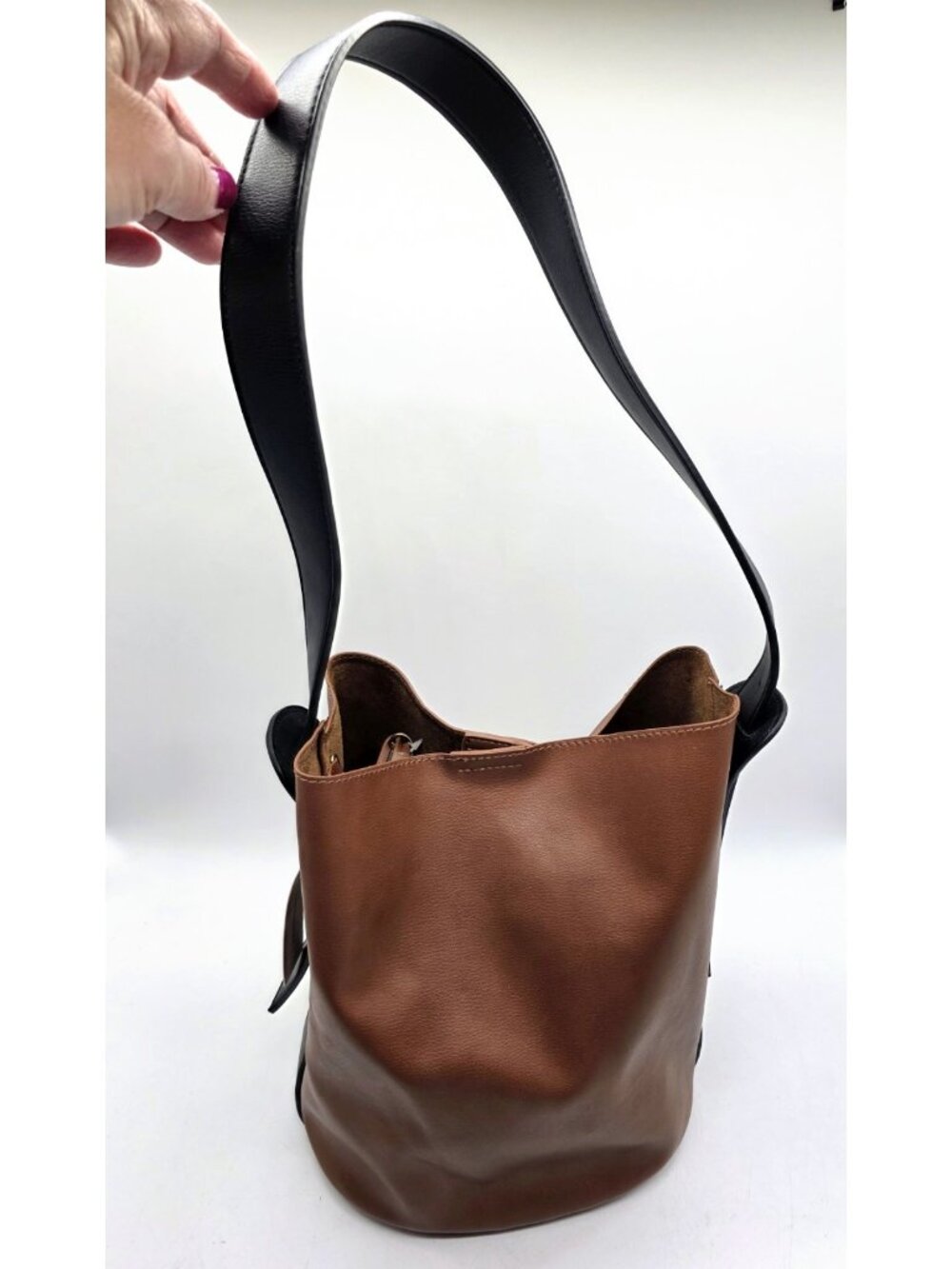 Anthropologie Faux Leather Brown Honey Miel Bucket Bag NWT Boho Western Fall